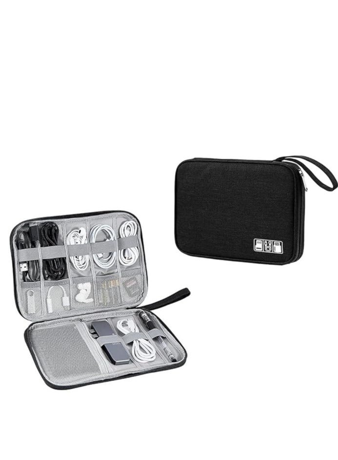Multi-pocket electronic device organizer bag for travel and work – water-resistant with flexible compartments for cables, chargers, headphones, and power banks – portable and lightweight design - Image 1