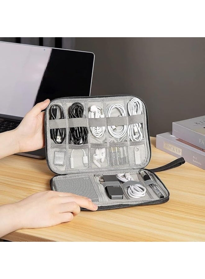 Multi-pocket electronic device organizer bag for travel and work – water-resistant with flexible compartments for cables, chargers, headphones, and power banks – portable and lightweight design - Image 4