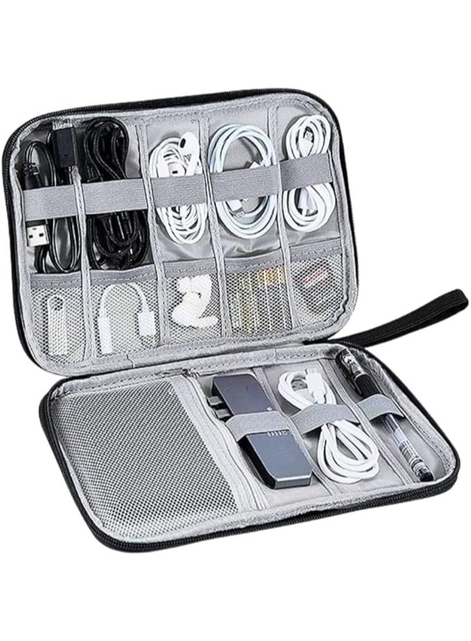 Multi-pocket electronic device organizer bag for travel and work – water-resistant with flexible compartments for cables, chargers, headphones, and power banks – portable and lightweight design - Image 3