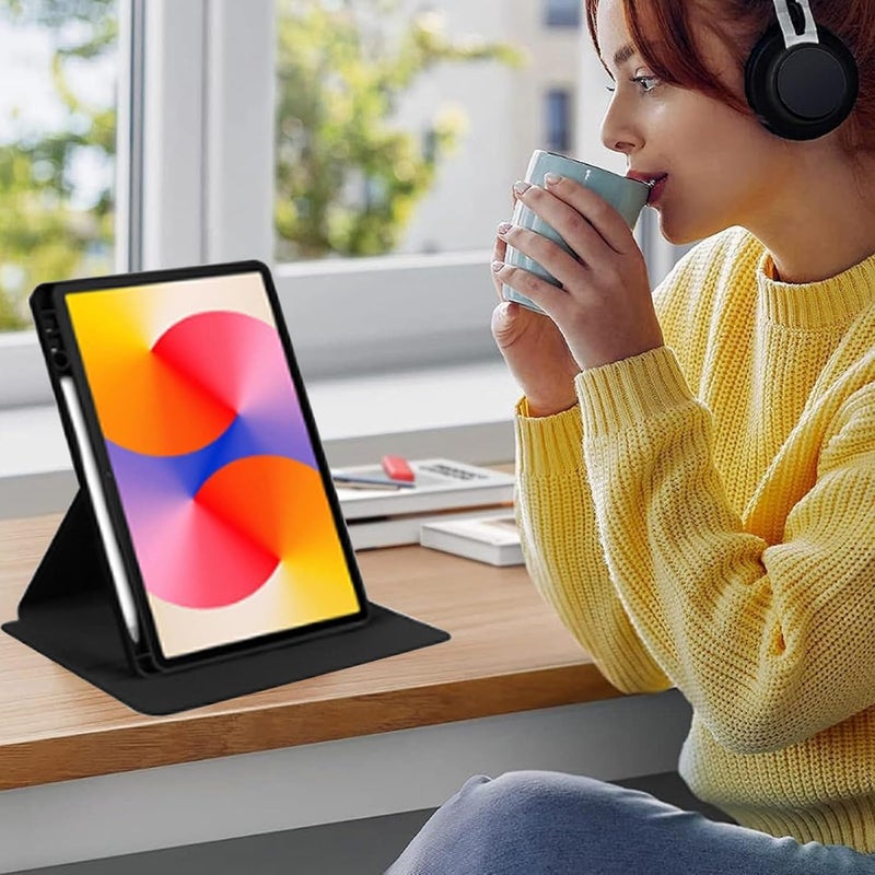 جراب متوافق مع جهاز Honor Pad X8A مقاس 11 بوصة 2024، جراب شفاف متعدد الزوايا من الأكريليك الصلب مع حامل قلم وغطاء واقٍ وظهر شفاف، وخاصية الإيقاظ/السكون التلقائي باللون الأسود - Image 5