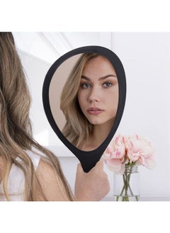 Zadro Large Hand Mirror with Handle Salon Mirrors for Hair Stylist, Big Handheld Mirror Makeup Mirror Wall Mounted Hang (Medium: 15" x 8", Black Onyx) 