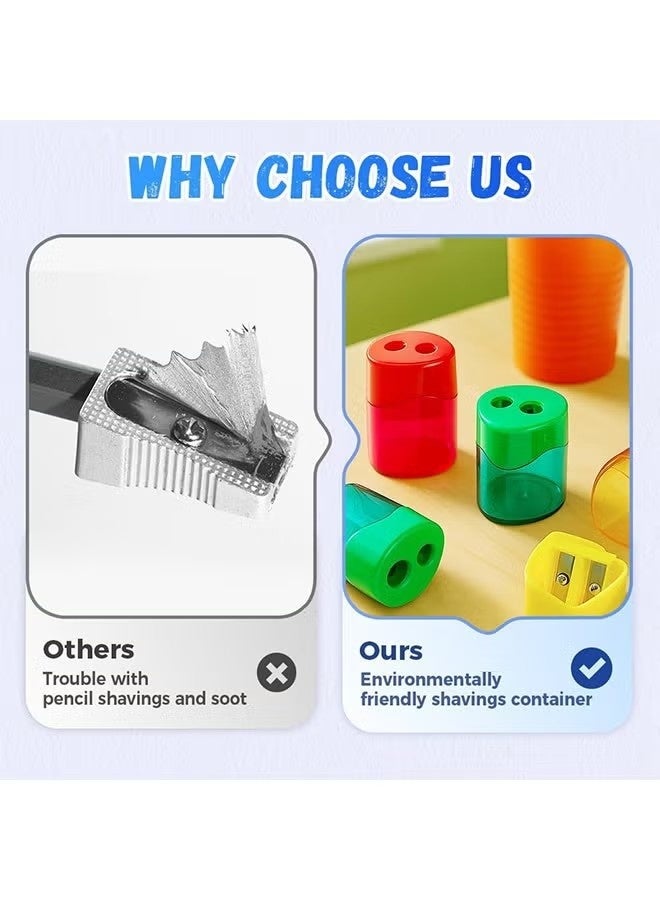 4 PCS Pencil Sharpeners, Dual Holes Compact Colored Handheld Pencil Sharpener, Colored Handheld Sharpener Suitable for Kids Home Office - Image 4