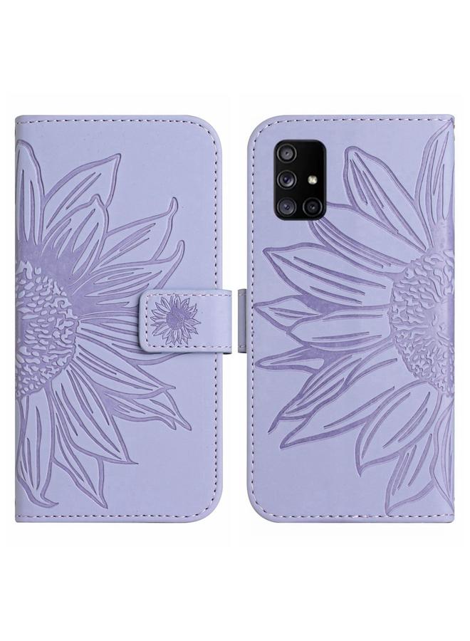 S-TOP Case For Samsung Galaxy A51/M40S Skin Feel Sun Flower Pattern Flip Leather Phone Case with Lanyard - Image 2