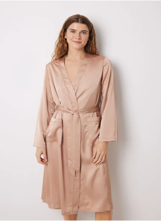 women'secret Long Nude Satin Robe