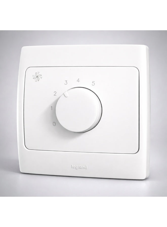 Legrand Mallia - 281082 - Fan Speed Controller 5 Speed 100W White Wall Switch | Smooth Fan Regulator Control Elegant Design Dimmer -  Made in France - Image 1