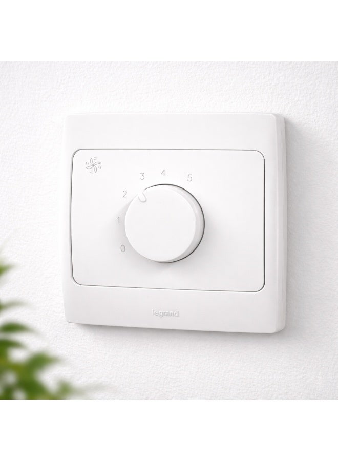 Legrand Mallia - 281082 - Fan Speed Controller 5 Speed 100W White Wall Switch | Smooth Fan Regulator Control Elegant Design Dimmer -  Made in France - Image 3