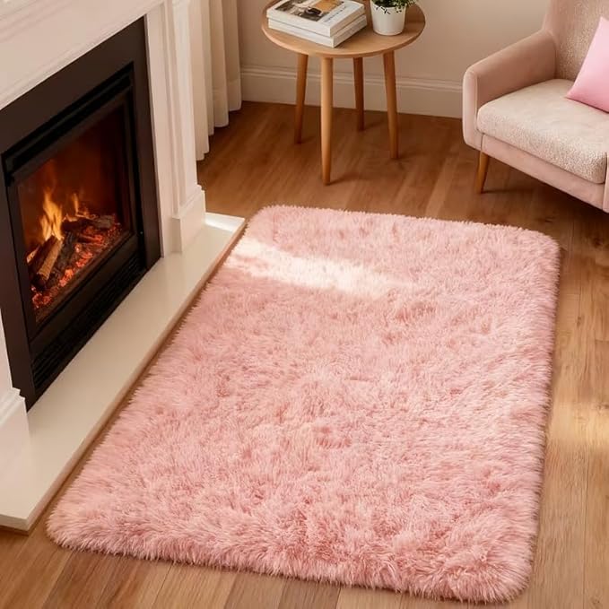 Tnessential Cute Fluffy Pink Rug - Image 1