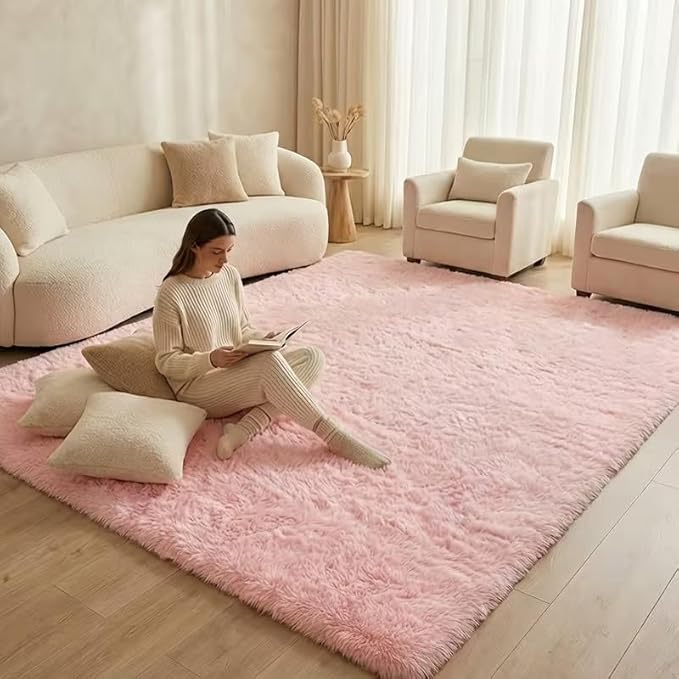 Tnessential Cute Fluffy Pink Rug - Image 3