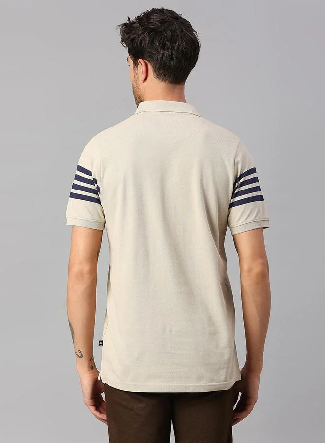 Dennis Lingo Men's Grey 100% Cotton Striped Regular Fit T-Shirt