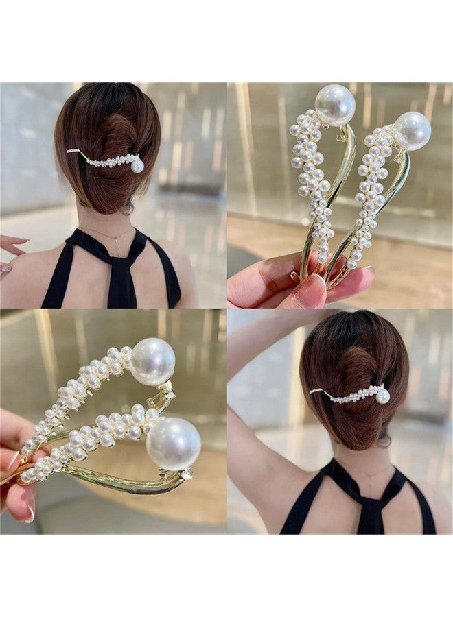 Kriccio 4Pcs Hair Clip Pearl Decor Banana Clip French Style Twist Hair Barrette Non Slip Jaw Hair Claws Hair Accessories - Image 4