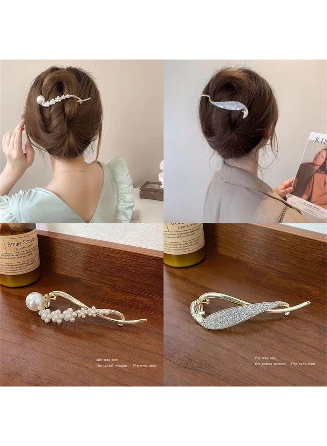 Kriccio 4Pcs Hair Clip Pearl Decor Banana Clip French Style Twist Hair Barrette Non Slip Jaw Hair Claws Hair Accessories - Image 3