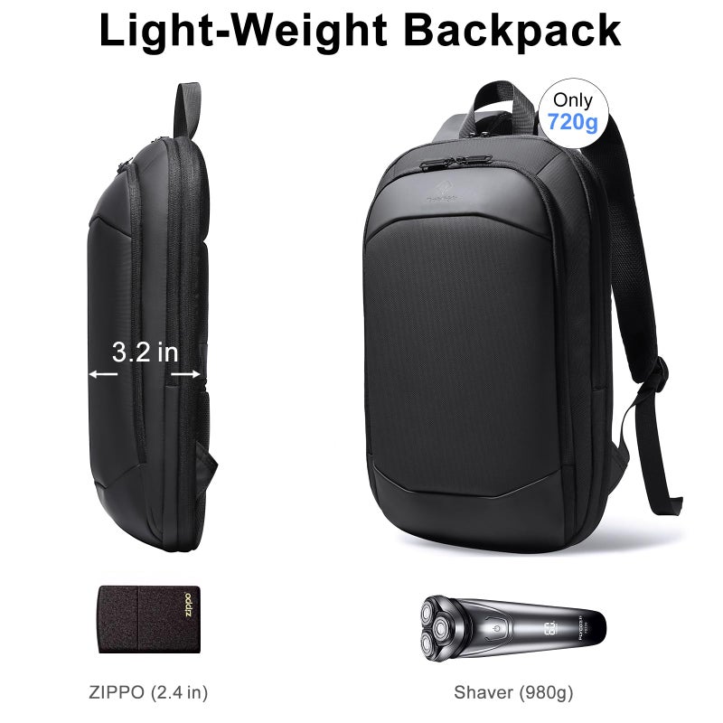 hk Slim Laptop Backpack, Lightweight Expandable High-Tech Business Work Backpack for Men Women,15.6 Inch Anti-theft Waterproof Travel Backpack Durable College Casual Daypack Computer Laptop Bag-Black - Image 5