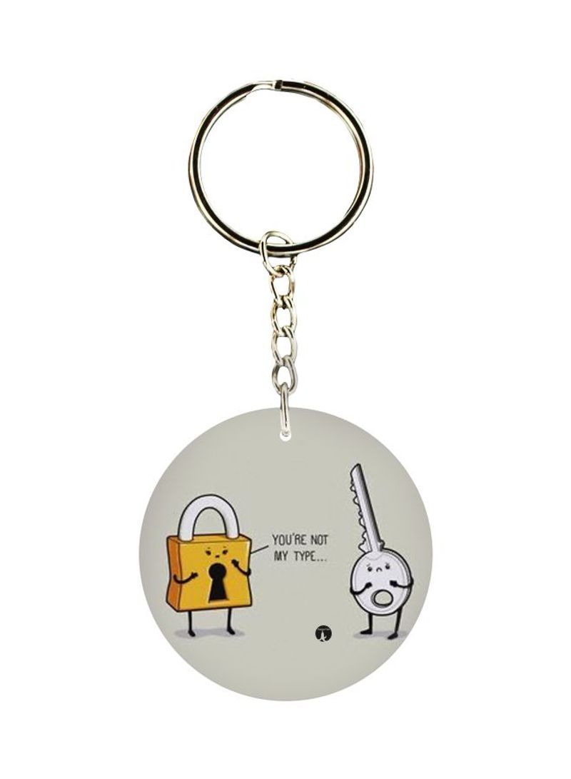 RKN Lock And Key Printed Single Sided Keychain
