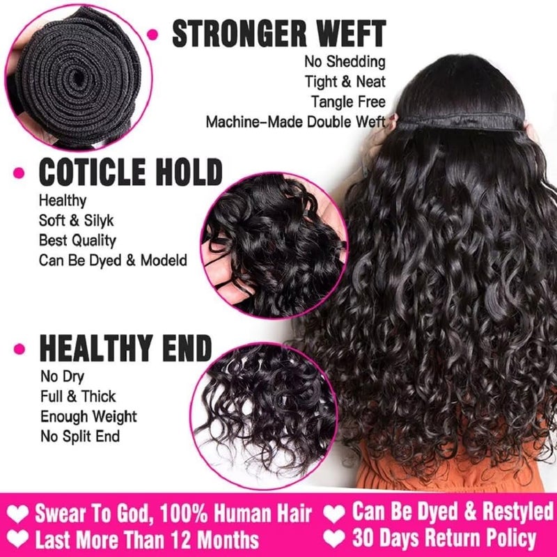 Yavida Water Wave Human Hair Bundles Wet and Wavy Bundles Human Hair Brazilian Unprocessed Remy Hair Curly Bundles Human Hair Water Wave Weave Extensions 12 14 16 Inch Natural Black - Image 2