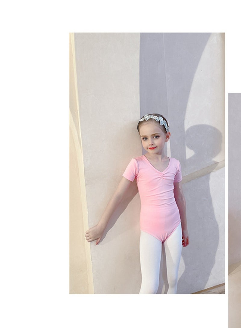 Loquat Children's Dance Dress Training Dress Pure Cotton Ballet Dancing Dress For Children Pink  - Image 1