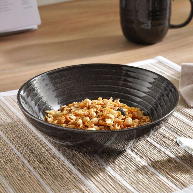 Pan Home Soleh Swirl Stoneware Soup Bowl Dia19.5cm - Black