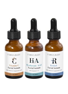 DONG RHYME Vitamin C Serum Retinol Serum  Hyaluronic Acid Serum for Face Skin Care Set Facial Serum Power Face Serums for Sensitive Skin Fine Lines Wrinkles  3 count of 1 Fl Oz 
