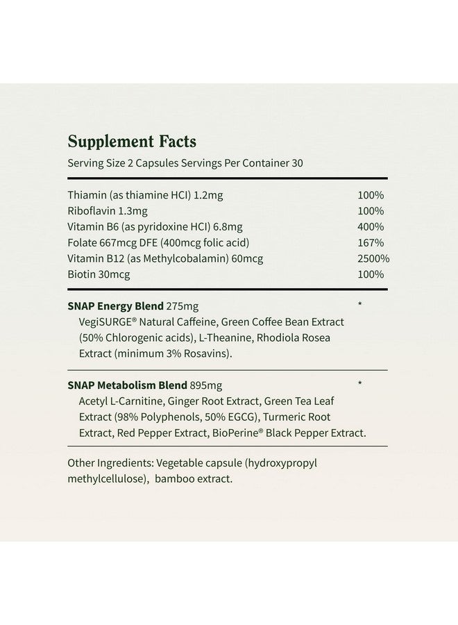 SNAP SUPPLEMENTS Metabolism and Natural Energy Supplements for Fatigue, Stress Relief, Energy Booster & Better Mood, Energy Pills for Women & Men, Ginger, Turmeric, Rhodiola Rosea, 60 Capsules - Image 5