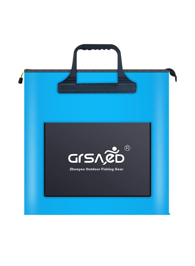 Grsaed Fishing Tackle Bag, 43cm, Multifunctional, Waterproof, Lightweight, Thickened, Wear-resistant, Storage, Live Fish Bucket, Fishing Accessories, Short Handle With Side Pocket, Blue - Image 2