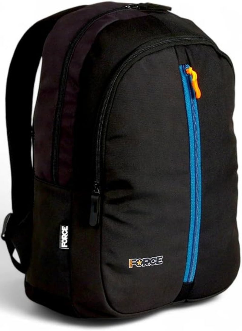 FORCE Basic Backpack Black/Teal Blue Front Zip Unisex, M - Image 2