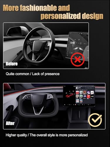 ZIMABLUE Yoke Steering Wheel For Tesla Model 3 Highland Accessories 2024 2025, Black Nappa Leather Without Front Trim for Tesla Model 3 Highland 2024-2025 With Heating Function - Image 3
