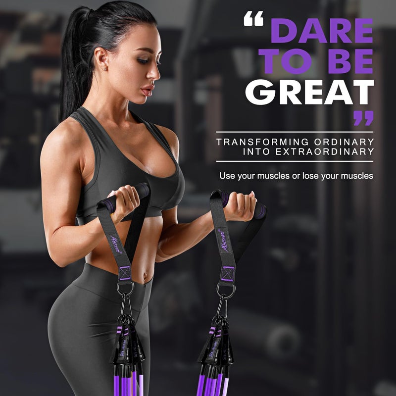 HPYGN Exercise Bands with Handles, Home Workout Equipment for Strength, Flexibility, and Muscle Training, Physical Therapy, Shape Body, Yoga, Work Out Equipment for Home Gym - Image 4