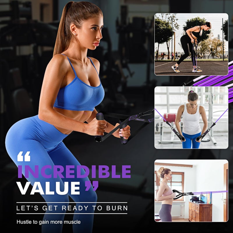 HPYGN Exercise Bands with Handles, Home Workout Equipment for Strength, Flexibility, and Muscle Training, Physical Therapy, Shape Body, Yoga, Work Out Equipment for Home Gym - Image 3