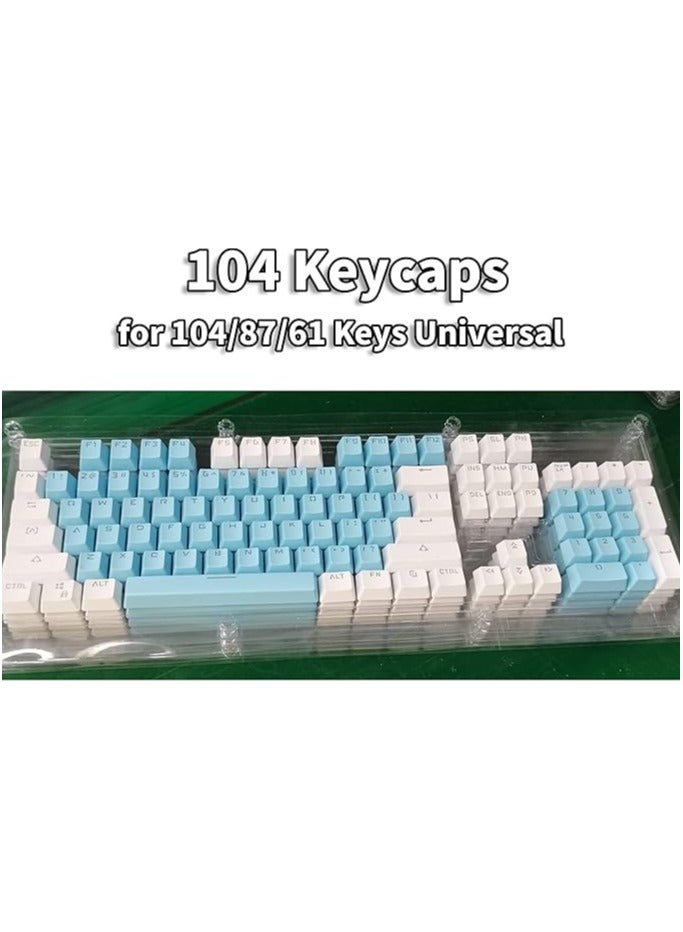 erorex Keycap Computer, Computer Double Color Matching , Translucent Key 104/87/61 Key Universal. (Blue White) - Image 5