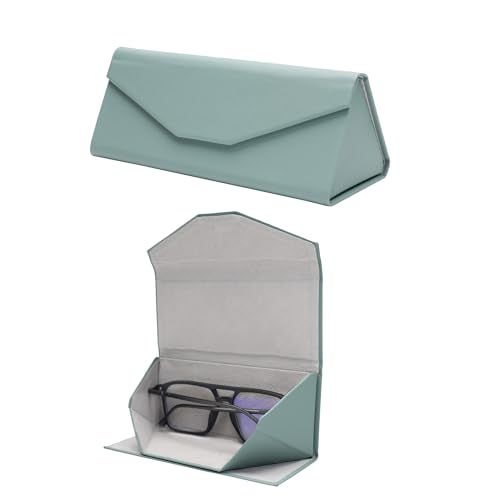 VIVID Vision Sea Green Sunglasses Foldable Case Cover | Faux Leather Hard Shell | Magnetic Closure | Lightweight & Compact Eyewear Storage for Reading Glasses - IC-559-Sea Green - Image 1