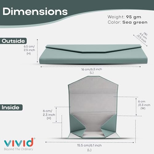 VIVID Vision Sea Green Sunglasses Foldable Case Cover | Faux Leather Hard Shell | Magnetic Closure | Lightweight & Compact Eyewear Storage for Reading Glasses - IC-559-Sea Green - Image 2