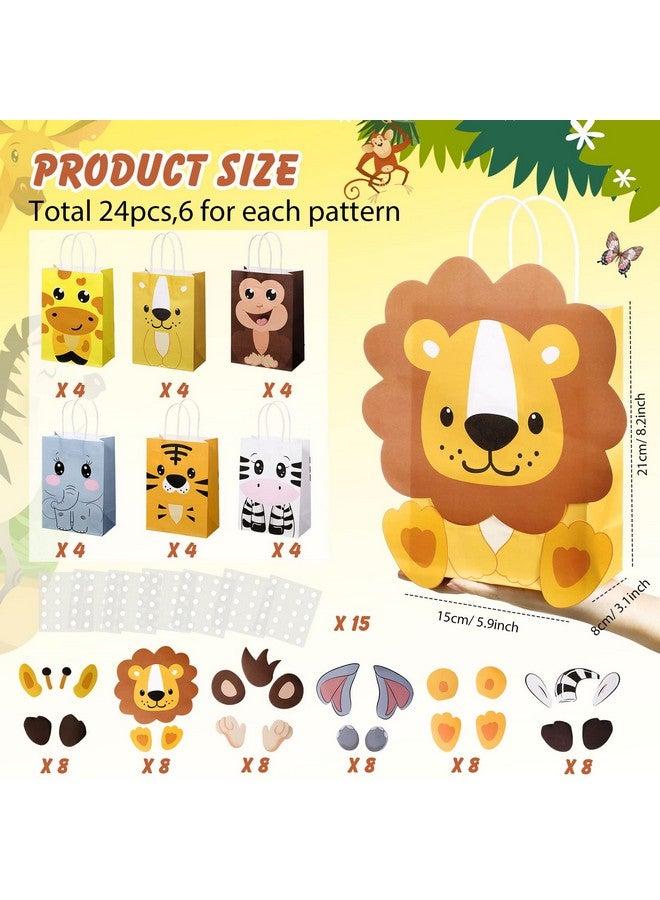 TaoBary 24 Pieces Safari Goodie Bag Safari Jungle Party Favor Bags With Handles For Kids Birthday Safari Themed Party Supplies (Dimensional Style 24 Pcs) - Image 3