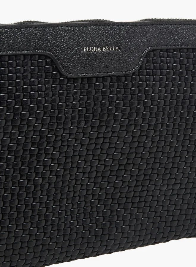 Flora Bella By Shoexpress Textured Pouch with Zip Closure