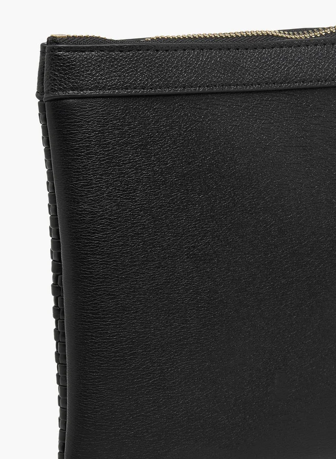 Flora Bella By Shoexpress Textured Pouch with Zip Closure