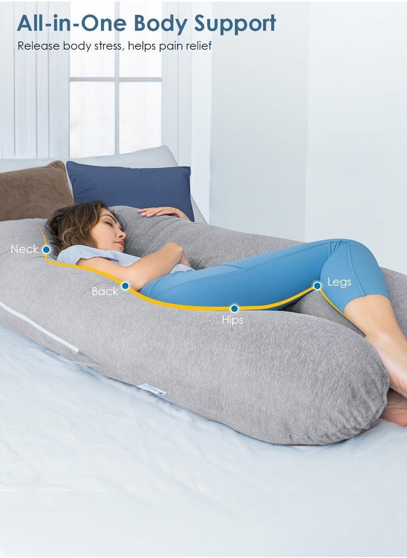 Arabest Pregnancy Pillows, Full Body Pillow with Washable Cover - Maternity Pillow for Pregnant Women, Sleeping, Back Pain Relief(Grey)  - Image 2
