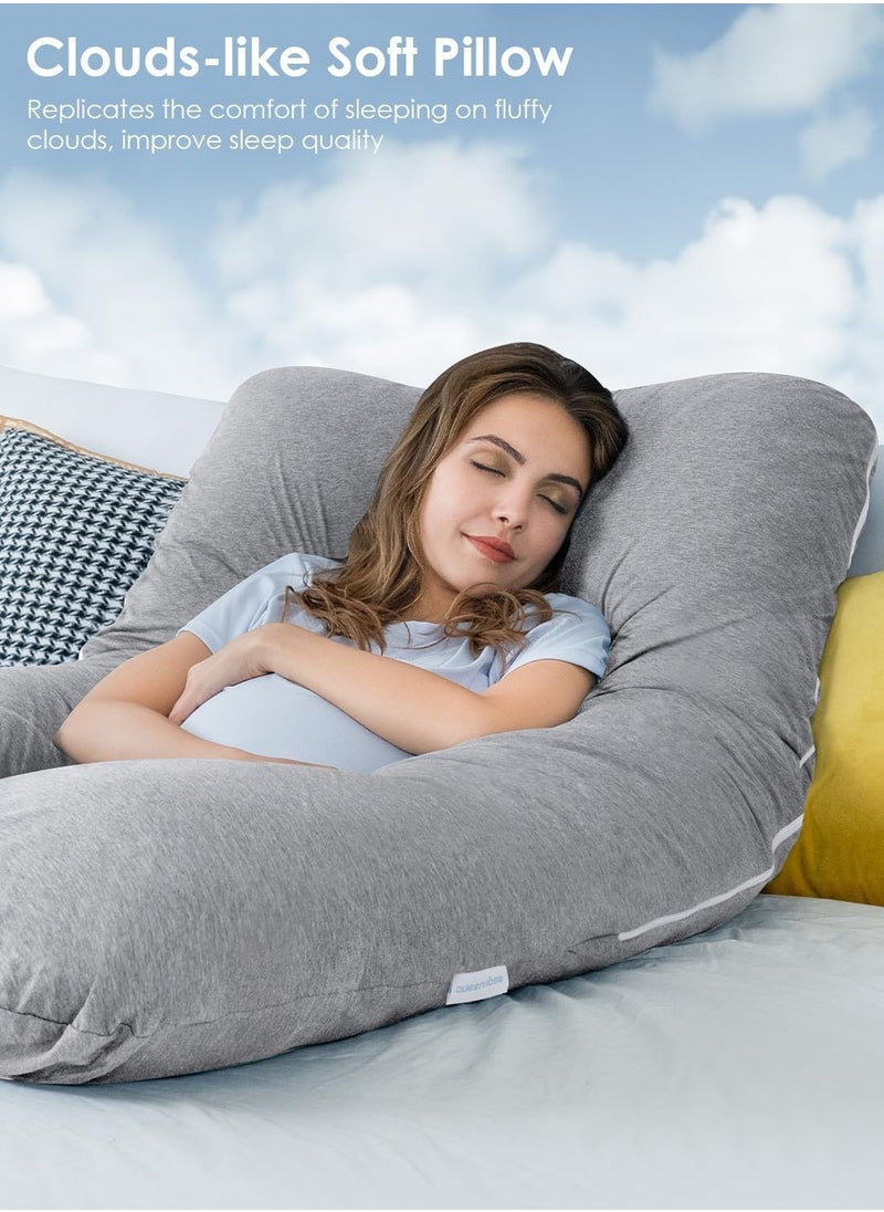 Arabest Pregnancy Pillows, Full Body Pillow with Washable Cover - Maternity Pillow for Pregnant Women, Sleeping, Back Pain Relief(Grey)  - Image 4