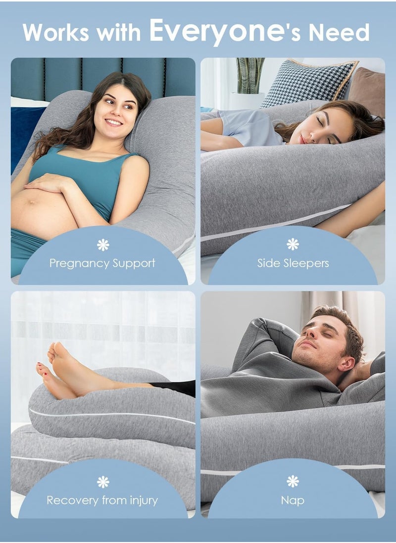 Arabest Pregnancy Pillows, Full Body Pillow with Washable Cover - Maternity Pillow for Pregnant Women, Sleeping, Back Pain Relief(Grey)  - Image 5