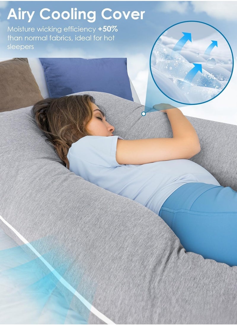 Arabest Pregnancy Pillows, Full Body Pillow with Washable Cover - Maternity Pillow for Pregnant Women, Sleeping, Back Pain Relief(Grey)  - Image 3