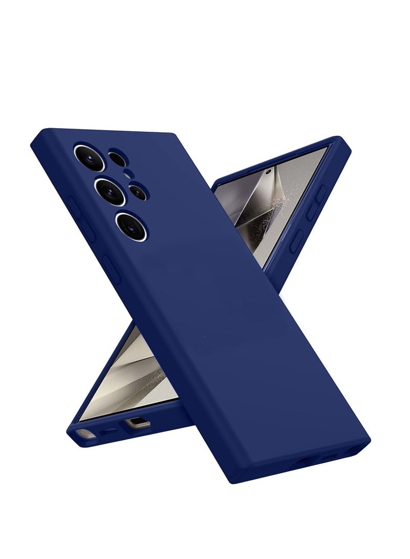 Techie Soft Smooth Silicone Magnetic Back Cover Case with Inner Microfiber Lining for Samsung Galaxy S24 Ultra - Navy Blue  - Image 1