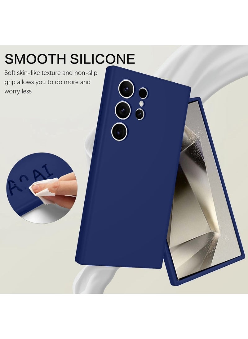 Techie Soft Smooth Silicone Magnetic Back Cover Case with Inner Microfiber Lining for Samsung Galaxy S24 Ultra - Navy Blue  - Image 2