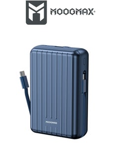 MOOGMAX 20000mAh Trunk series magnetic wireless power bank  22.5W super-charging, two built-in cables with 15W wireless charging, 3 external ports 1 Type-C and 1 Type-A, and a Lightning port. Blue  - Image 3