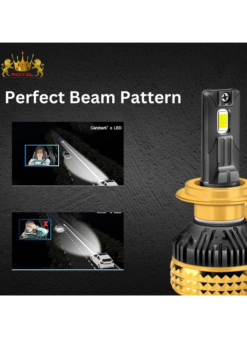 Royal Royal 2Pcs Car Headlights Bulbs Automotive Pro Highlight Color 50w Super Bright LED Car Headlight Bulbs, Low/High Beam Cool White LED Bulb (H4)  - Image 3
