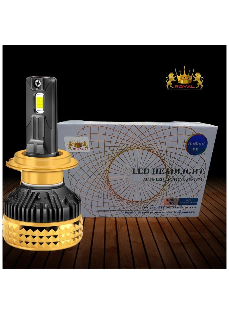 Royal Royal 2Pcs Car Headlights Bulbs Automotive Pro Highlight Color 50w Super Bright LED Car Headlight Bulbs, Low/High Beam Cool White LED Bulb (H4)  - Image 5