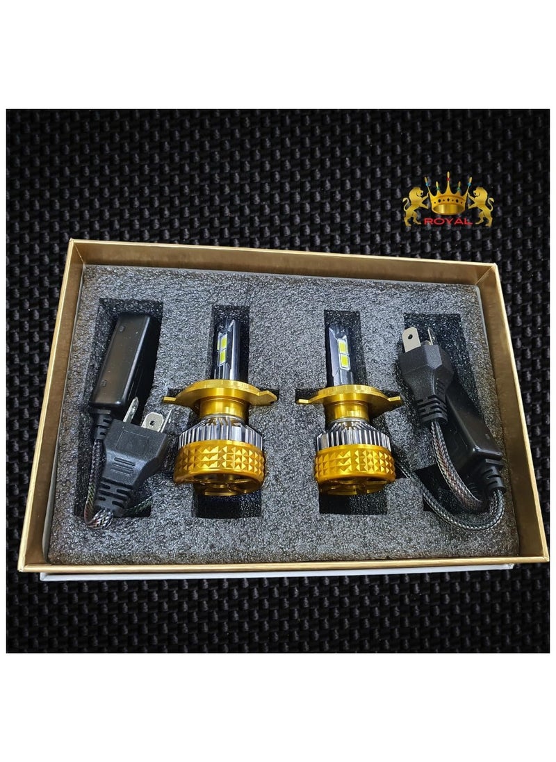 Royal Royal 2Pcs Car Headlights Bulbs Automotive Pro Highlight Color 50w Super Bright LED Car Headlight Bulbs, Low/High Beam Cool White LED Bulb (H4)  - Image 4