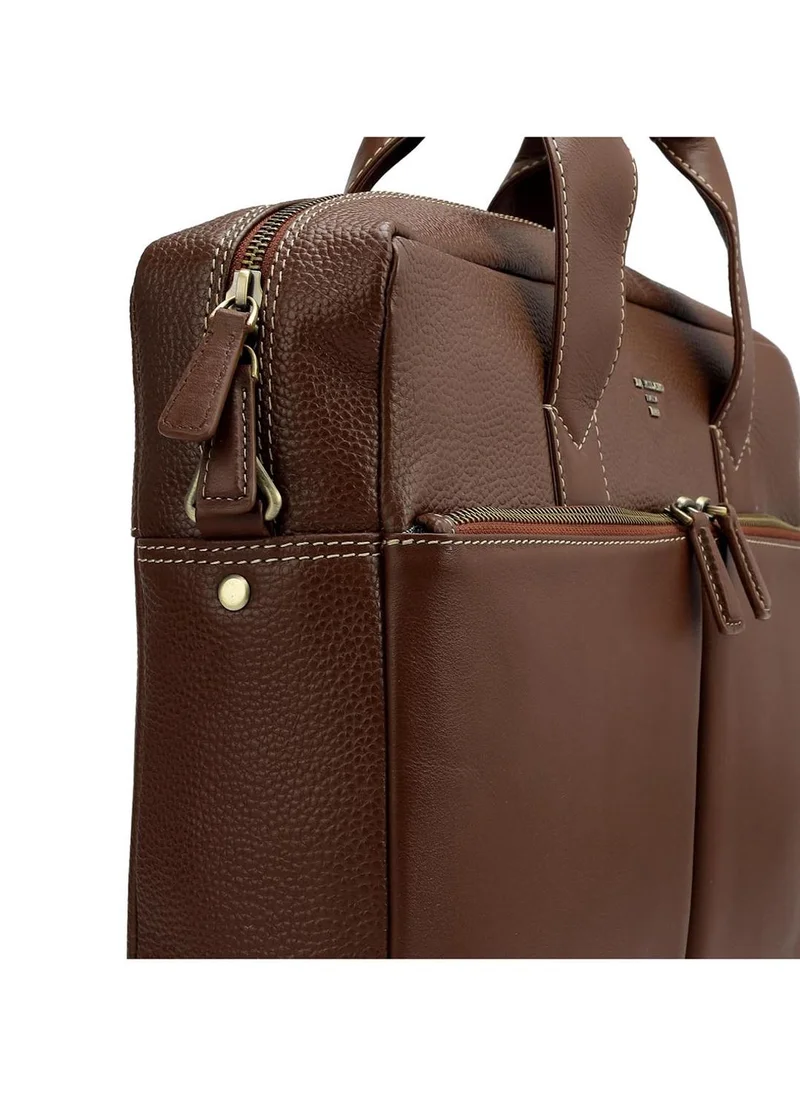 دا ميلانو حقيبة لاب توب جلد طبيعي بني من دا ميلانو