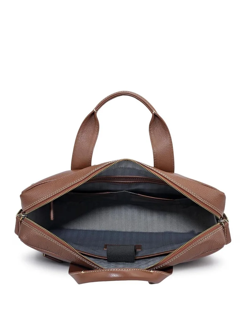 دا ميلانو حقيبة لاب توب جلد طبيعي بني من دا ميلانو