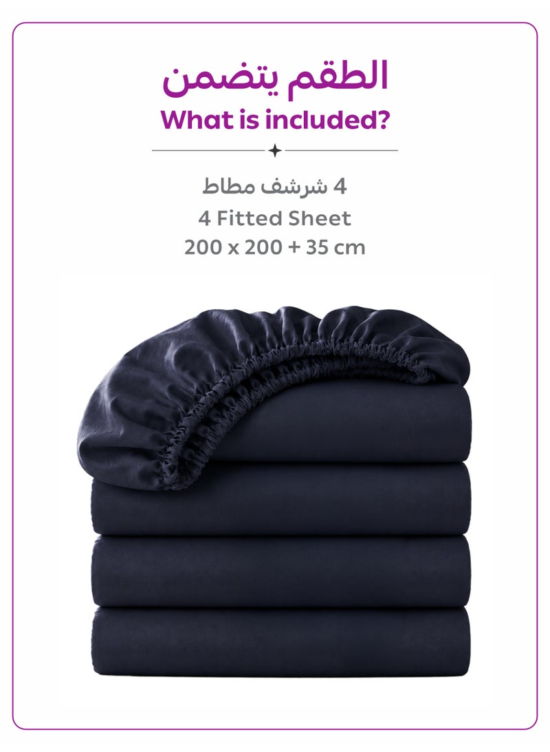 Donetella Super King Fitted Sheets 200x200 cm – Pack of 4 | OEKO-TEX Certified Brushed Microfiber | Deep Pocket with 360° All-Round Elastic | Ultra Soft, Wrinkle Resistant, Easy Care | Safe for Sensitive Skin - Image 5