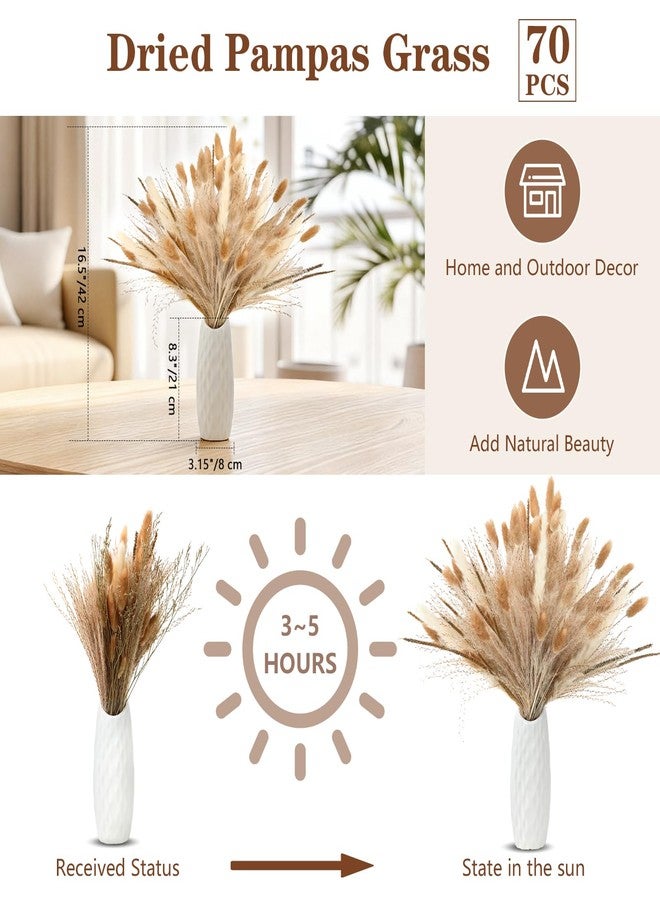 BORISI 85 Pcs Boho Table Runner Set, Cheesecloth Table Runner, Round Wooden Candle Plate, 6 Cloth Napkins, 6 Wooden Bead Napkin Rings, 70 PCS Dried Pampas Grass Decor and White Vase for Kitchen Table Decor - Image 4