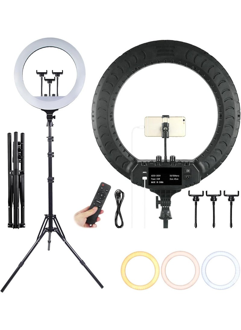 SHOPI Ring Light With Photography tripod Stand And Remote Control for tiktok snapchat youtube online streaming 21-inch Big Selfie light RL-21 with Remote Black  - Image 1