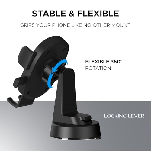 Amkette iGrip Drive Compact Car Mobile Holder, Mobile Holder for car Dashboard & Windshield with 360 Rotation, One-Touch Lock&Release Function with Strong Suction Cup, Premium Dual-Tone Glossy Design - Image 2