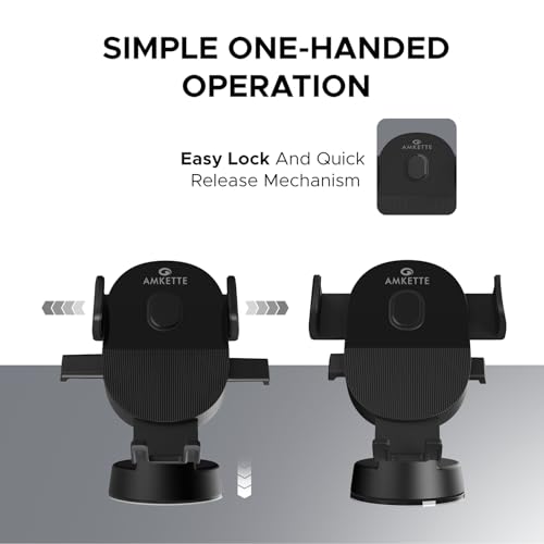 Amkette iGrip Drive Compact Car Mobile Holder, Mobile Holder for car Dashboard & Windshield with 360 Rotation, One-Touch Lock&Release Function with Strong Suction Cup, Premium Dual-Tone Glossy Design - Image 3